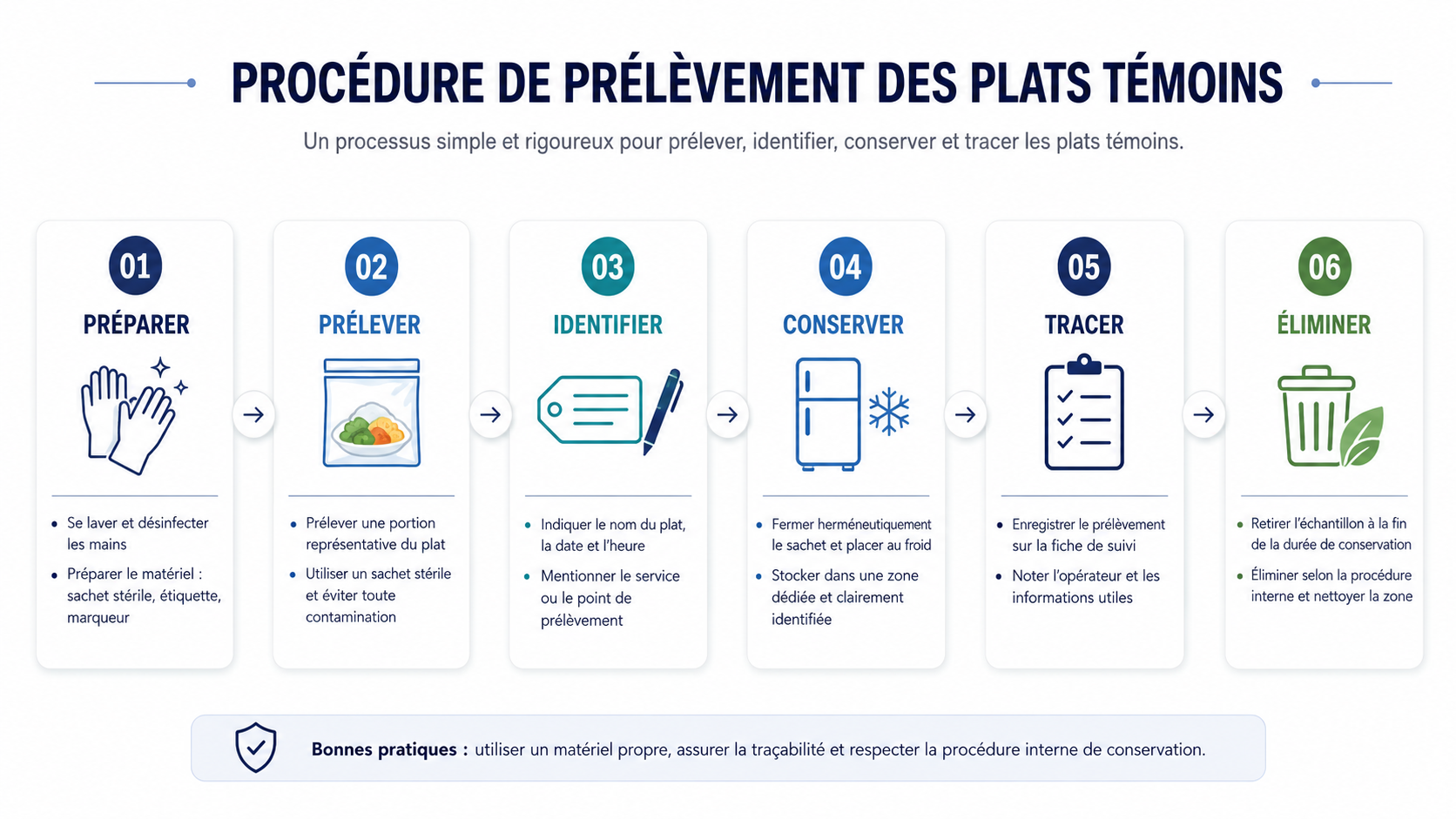 Procédure de réalisation des plats témoins