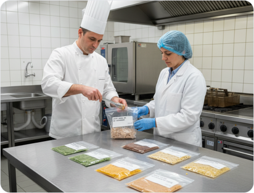 Préparation professionnelle d’un plat témoin