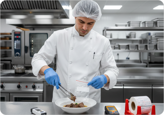 Matériel professionnel pour la gestion des plats témoins